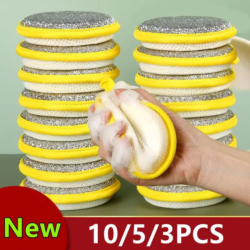 10/5/3PCS Double Side Dishwashing Sponge Dish Washing Brush Pan Pot Dish Wash Sponges Household Cleaning Reusable Kitchen Tools by S And B Enterprise