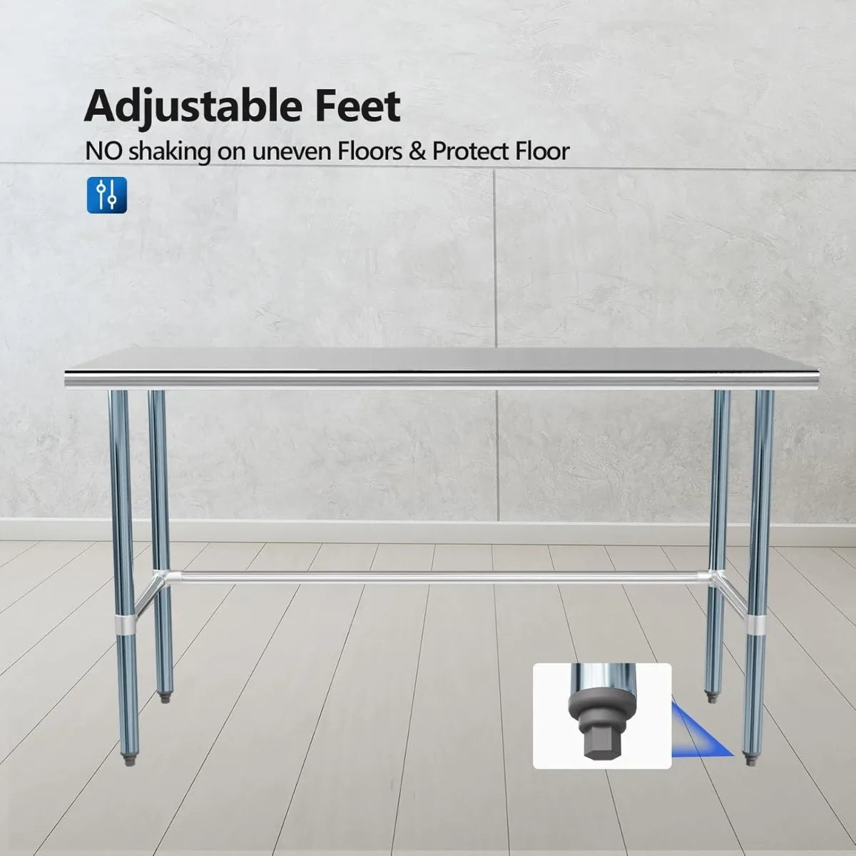 Stainless Steel Open Base Prep And Work Table For Restaurant by S And B Enterprise