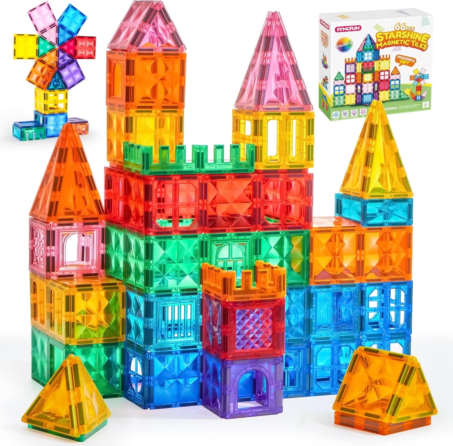 JOYFY 110/66/50 PCS Magnetic Building Tile 3D Magnet Tiles with Vehicle Construction Blocks Set for Kids Birthday Chirstmas Gift by S And B Enterprise