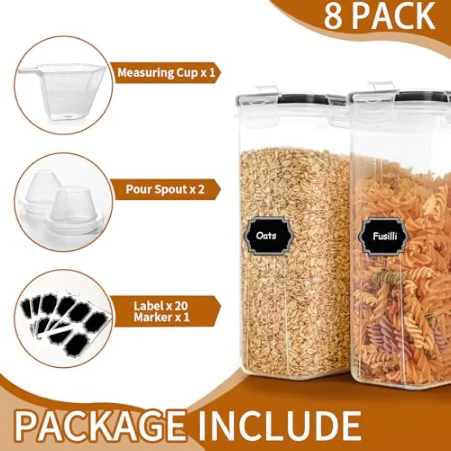 8 Piece Airtight Cereal Storage Containers With Lids For Pantry by S And B Enterprise