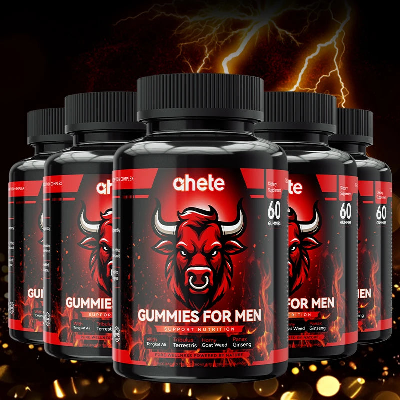 Ahete Men's Support Gummies - 60-Count Chewable Supplements, Aids Daily Vitality Maintenance & Body Comfort.