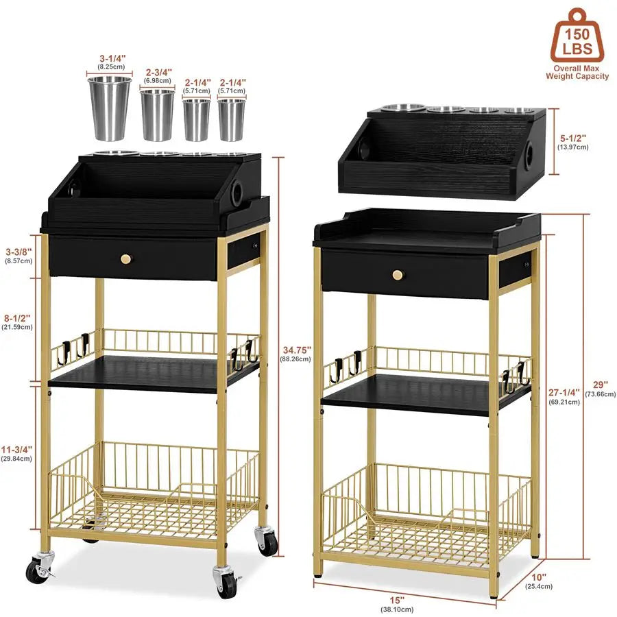 Makeup Organizer Cart With Hair Tool Holder And Drawer