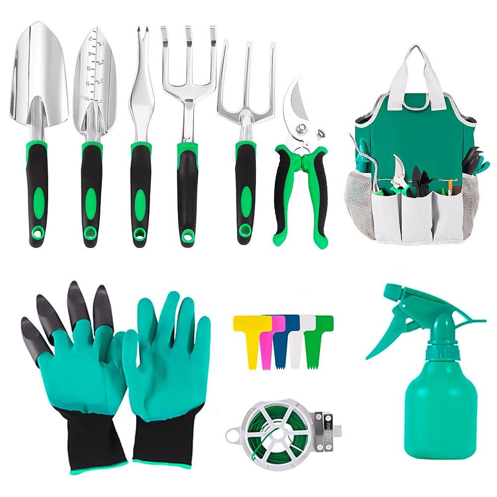 Outdoor Garden Tool Set 11 Piece Rustproof Pruning Tools Shovel by S And B Enterprise