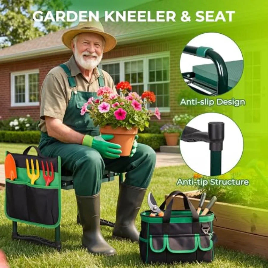 Foldable Garden Kneeler And Seat Bench With Padded Kneeling Surface by S And B Enterprise