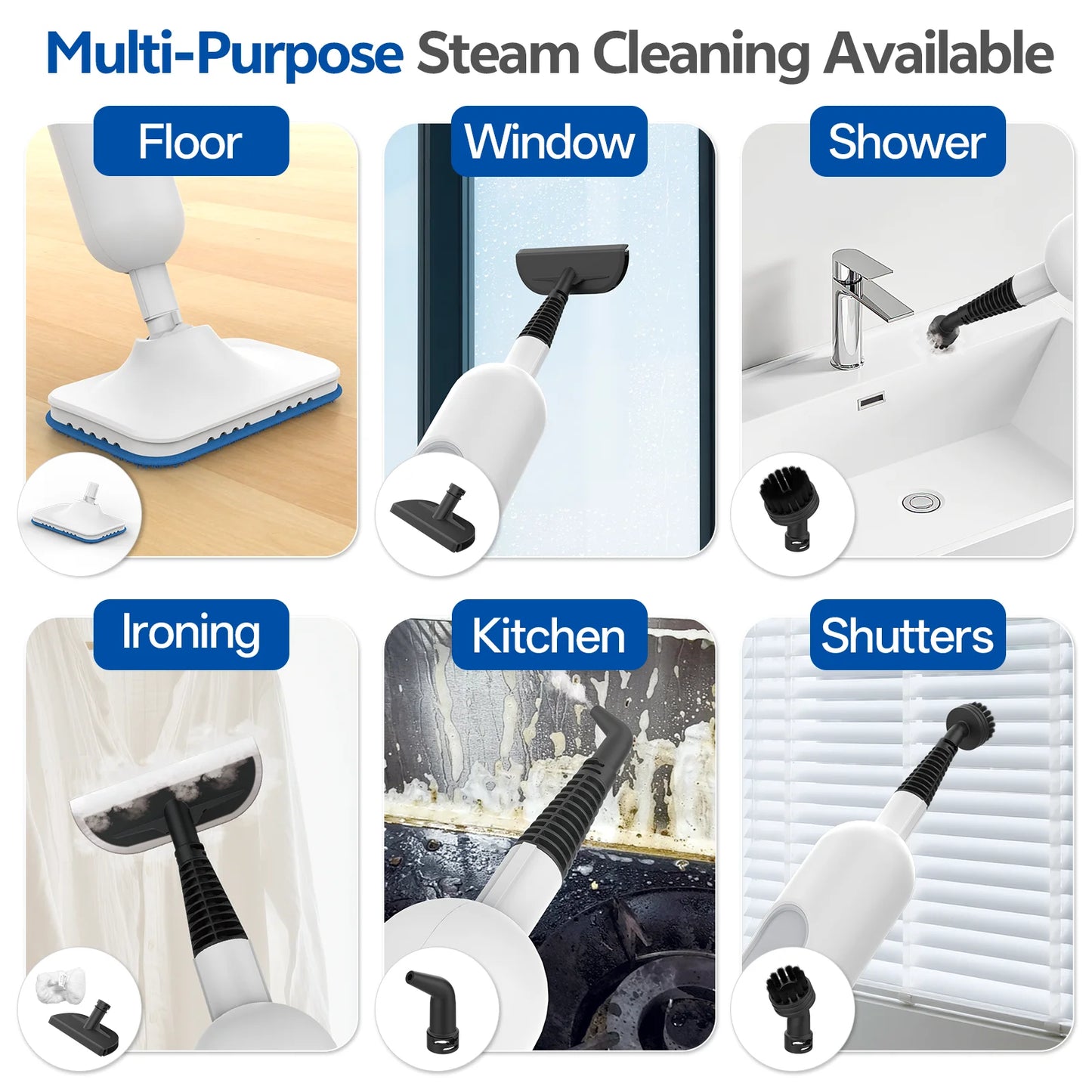 INSE Powerful Steam Mop High Temperature 6 in 1 Scrubbing Steam Cleaner Detachable Floor Steam Mop for Hard Floor Carpet Kitchen by S And B Enterprise