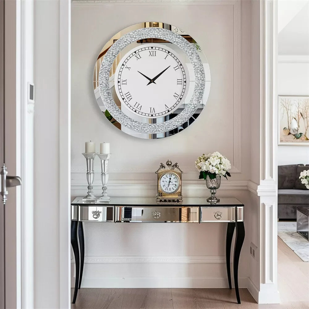 LUVODI 32inch Large Diamond Crystal Modern 3D Wall Clock Living Room Kitchen Bedroom Hall Clock with Roman Numerals by S And B Enterprise