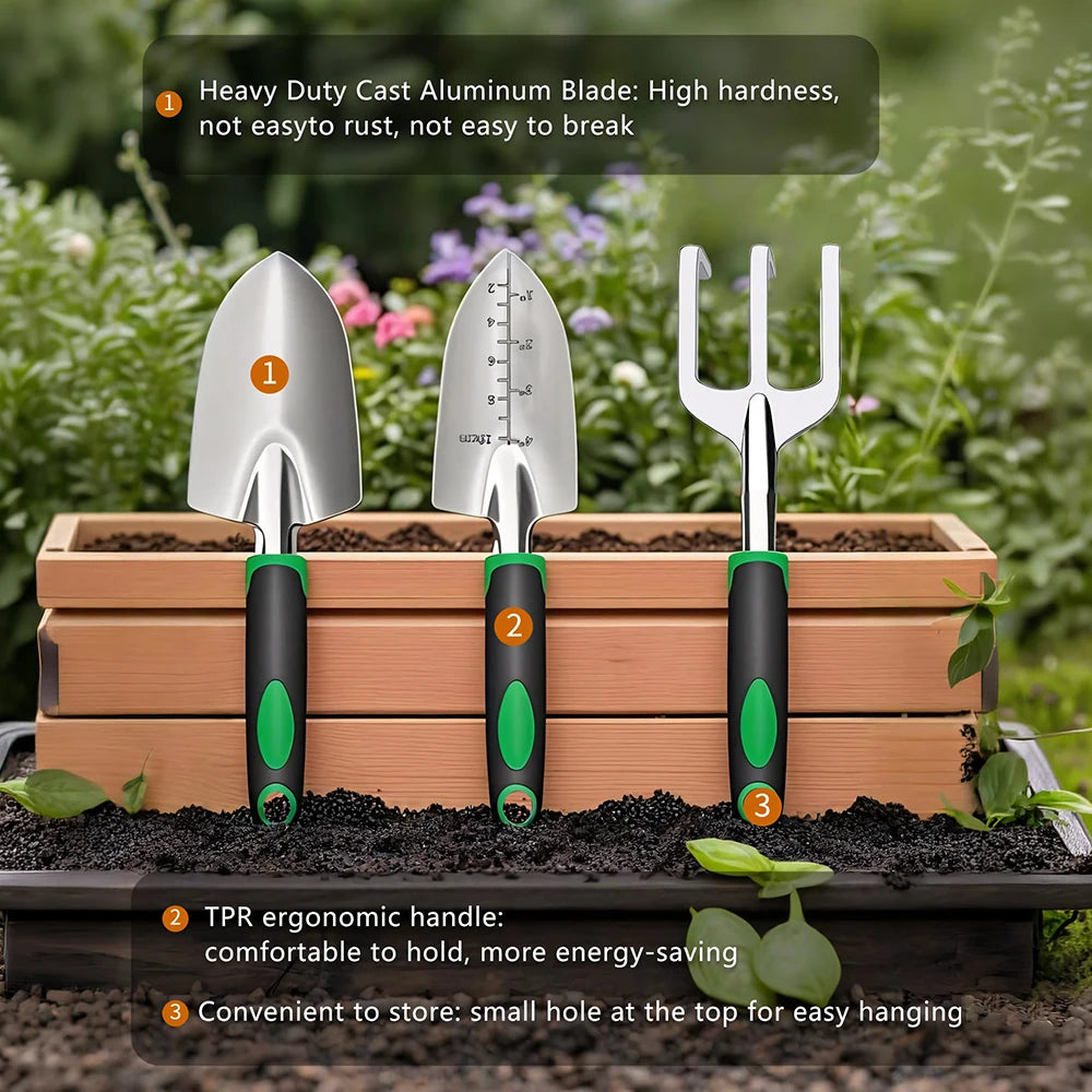 Outdoor Garden Tool Set 11 Piece Rustproof Pruning Tools Shovel by S And B Enterprise