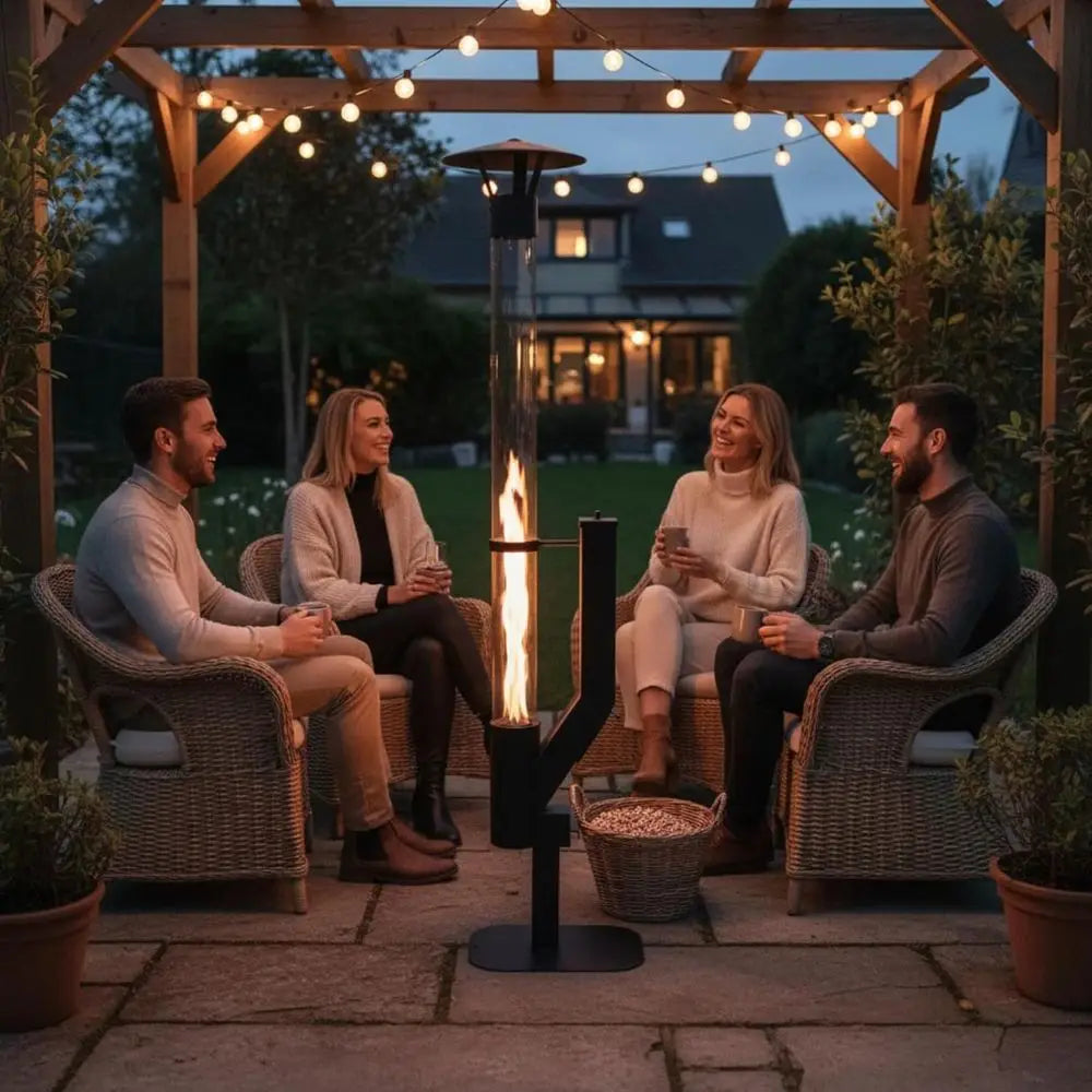 Spiral Flame Glass Tube Patio Heater, Anti-Tip Base, Outdoor Garden Backyard Heating by S And B Enterprise