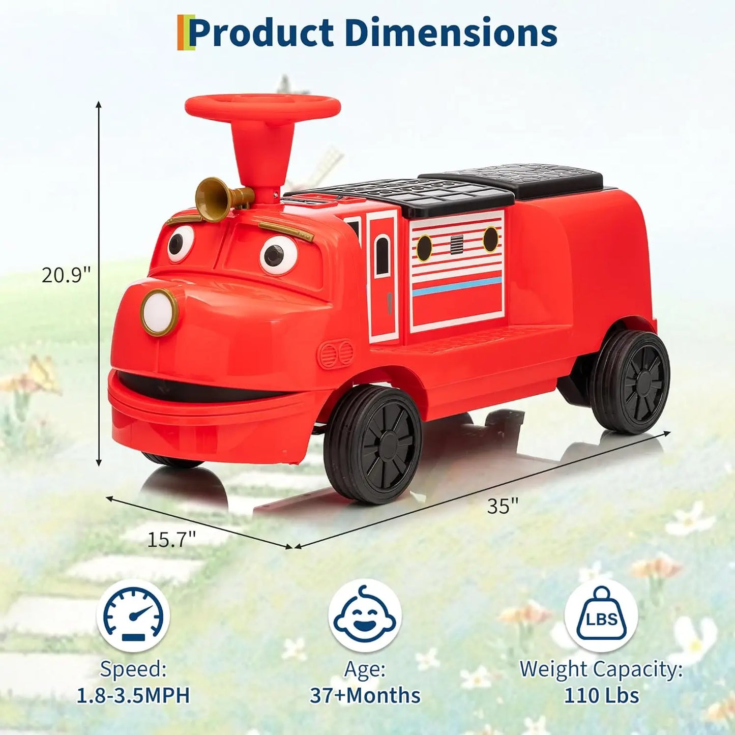 Trackless Two Seater Ride On Train For Kids 12V Vehicle