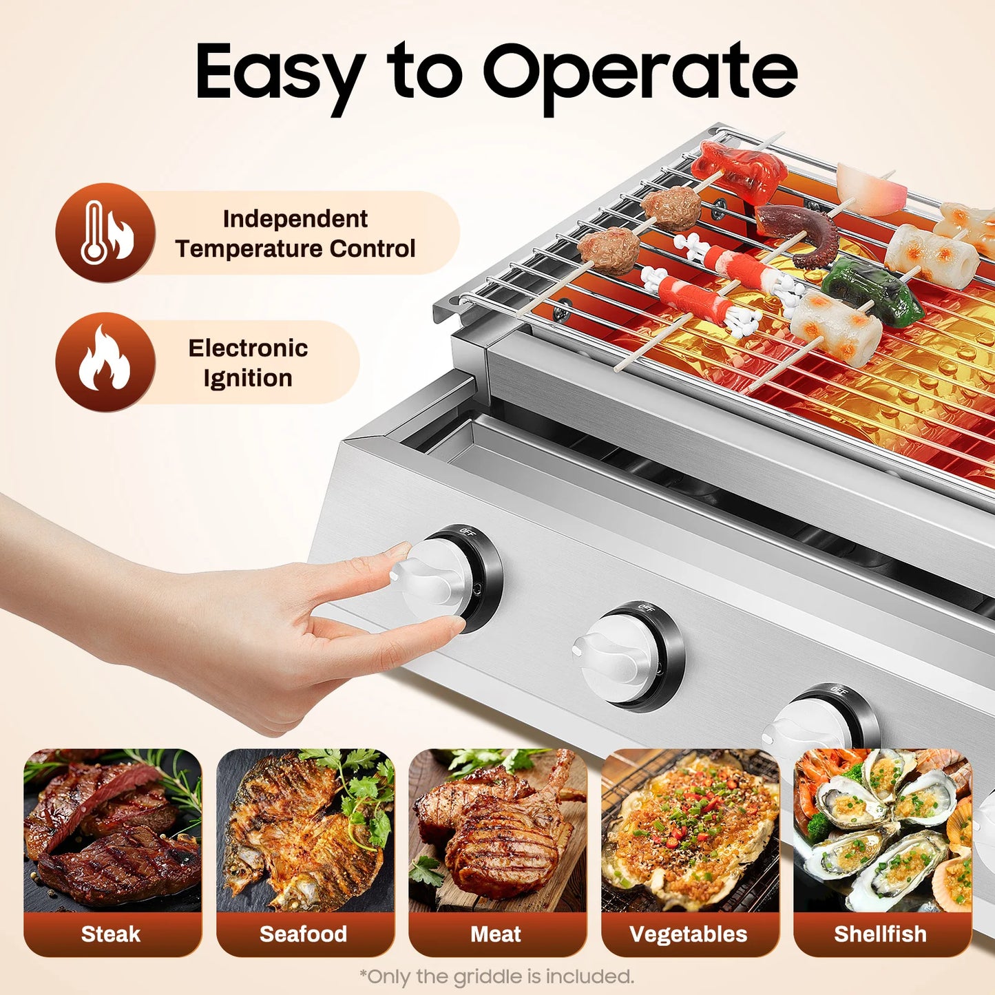 Four-Burner Propane Gas Grill Stainless Steel Portable BBQ Grill