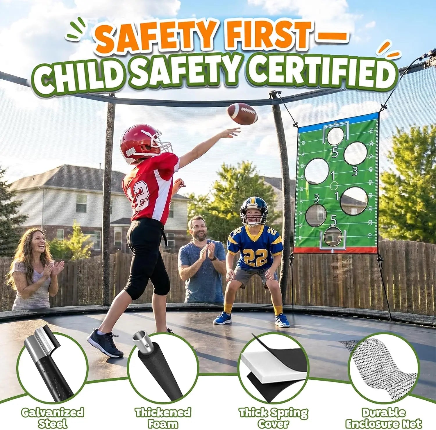 Outdoor Recreational Trampoline With Safety Enclosure And Rust Resistant by S And B Enterprise