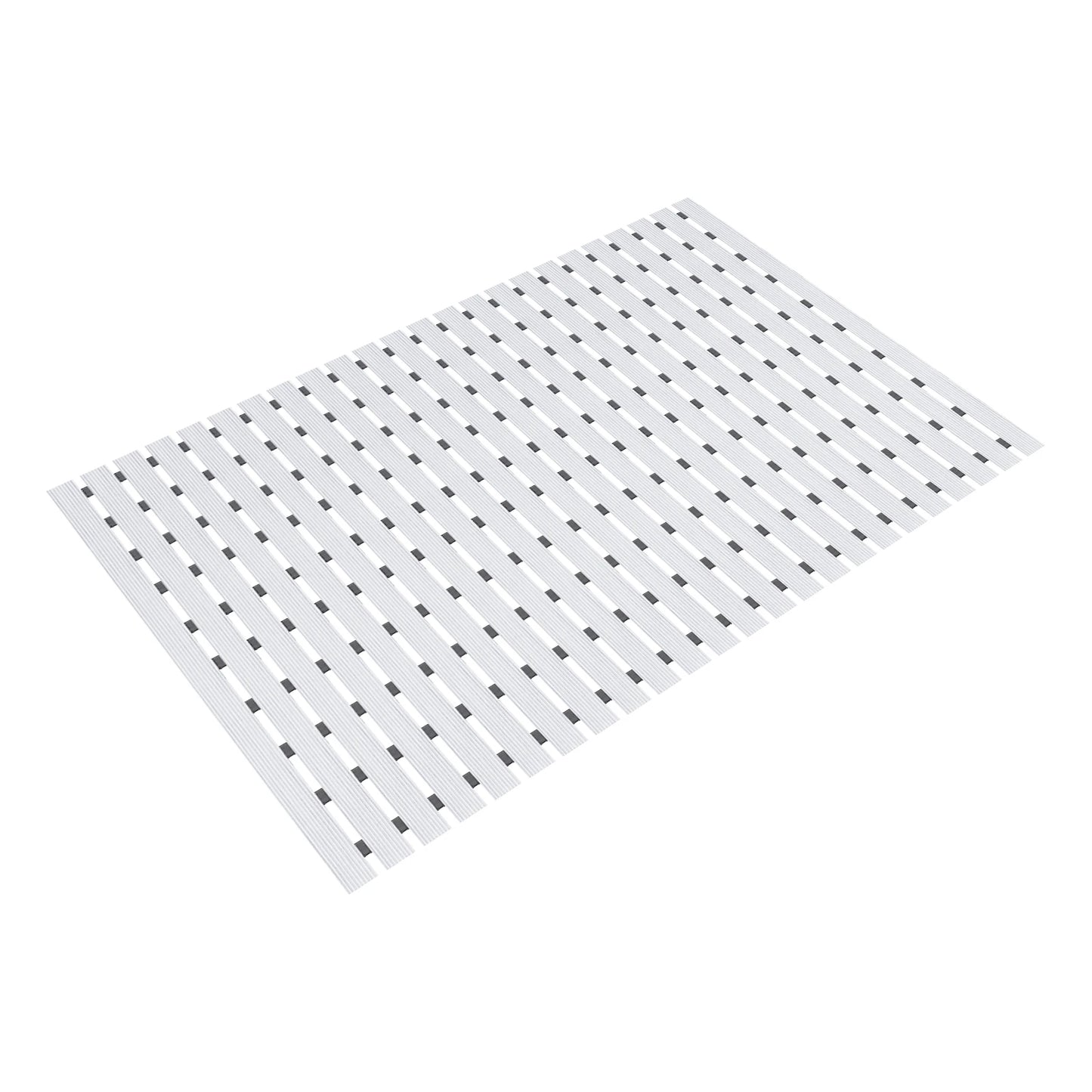 Shower mat by S And B Enterprise, large white non-slip PVC mat with textured slotted surface, 35.4x24 in