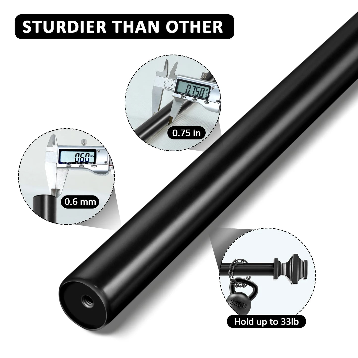 NONECN Adjustable Heavy Duty Curtain Rod Set With Telescopic Design