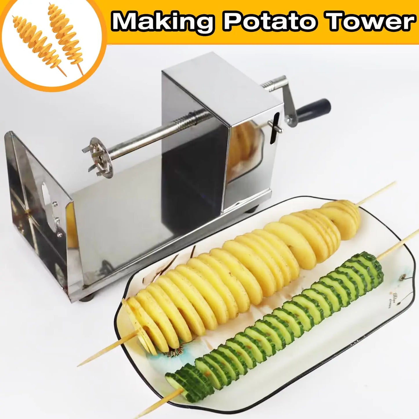 Tornado Potato Spiral Cutter,Manual Stainless Steel Twisted Potato Curly Fry Cutter for Potatoes Carrots Cucumbers by S And B Enterprise