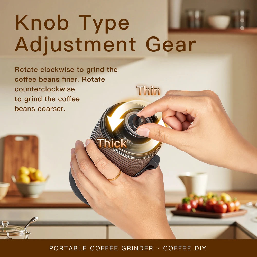 Portable electric coffee grinder by S And B Enterprise with adjustable coarseness and 2000mAh battery