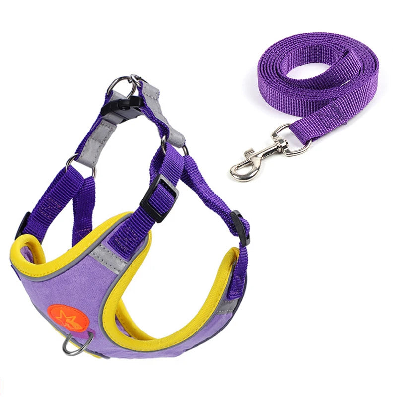 Small Medium Dogs Harness Vest Walking Traction Rope Reflective Straps, Soft Mesh Harness Breathable Pet Supplies by S And B Enterprise