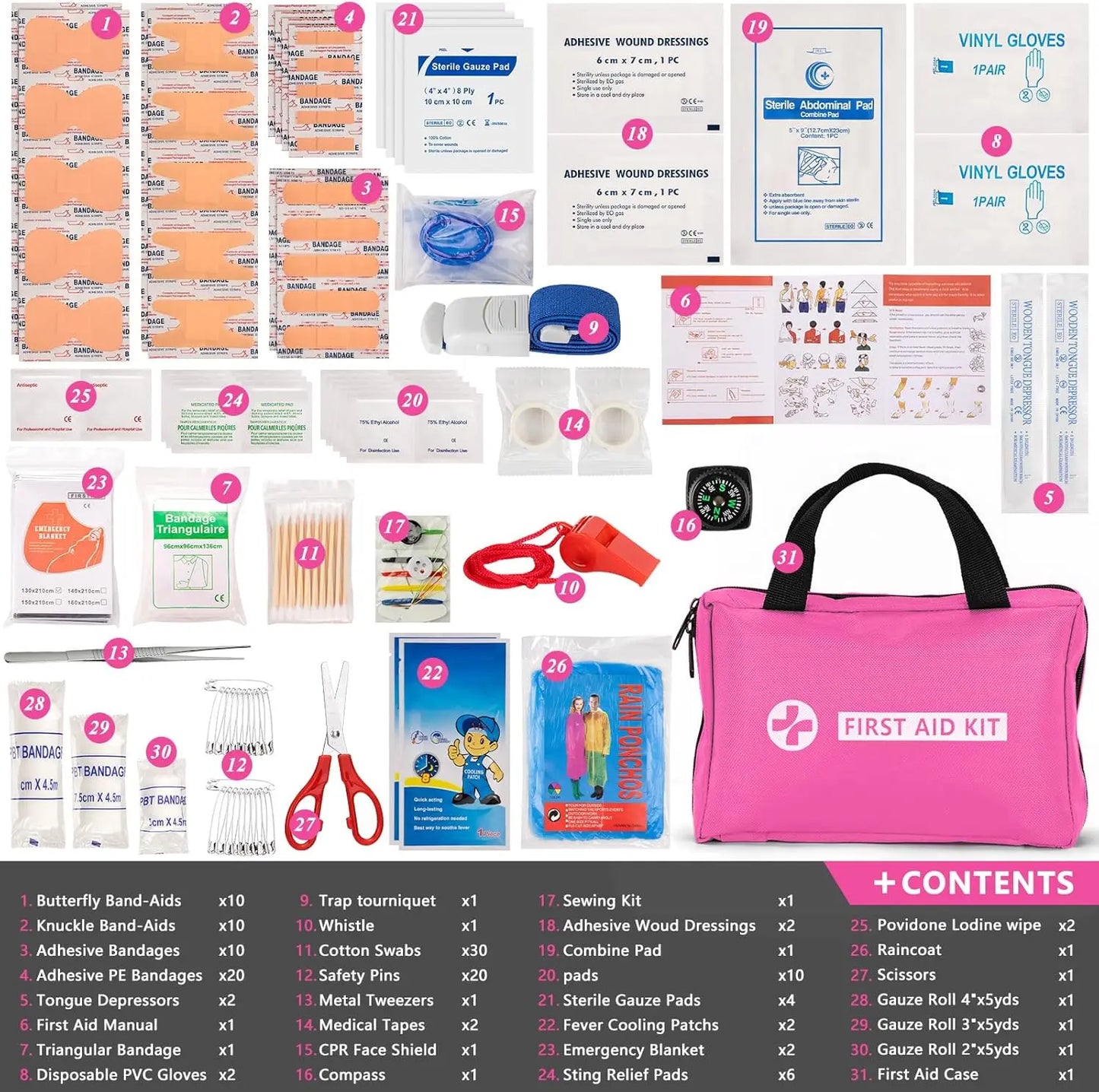 Portable Car Emergency Kit With Jumper Cables First Aid Tools