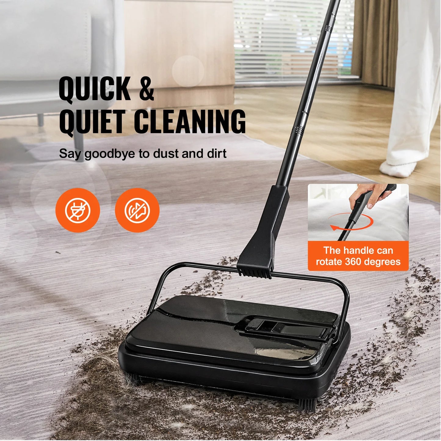 SucceBuy Manual Carpet Sweeper For Home Rugs And Wood Floors