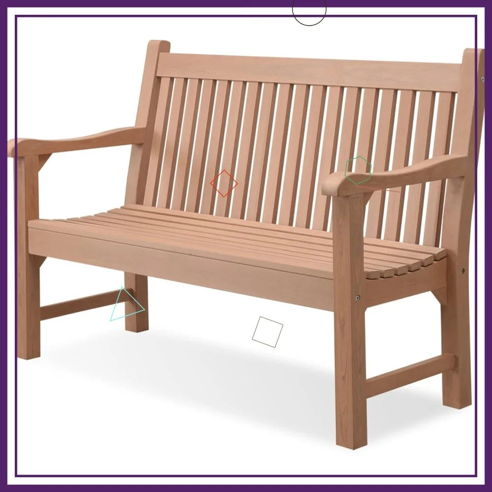 Outdoor 2-Person Bench Weatherproof Poly Lumber Seating