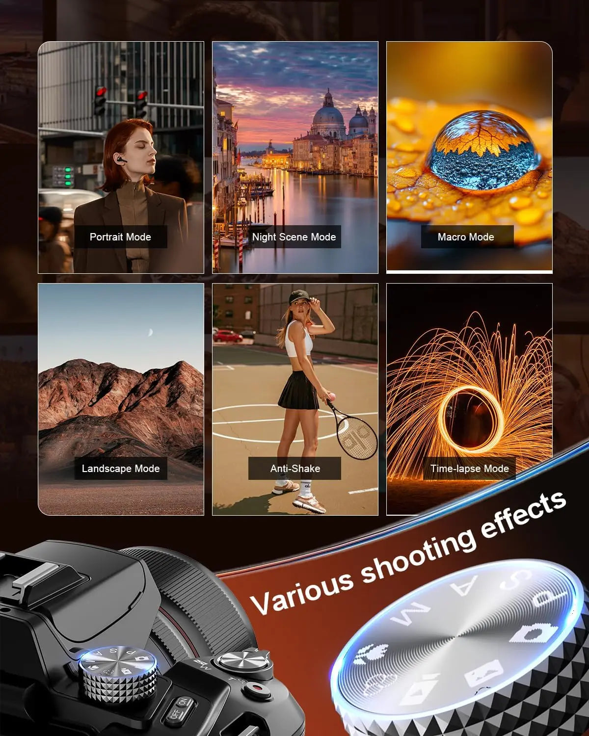 8K Digital Camera by S And B Enterprise, black, 64MP sensor, 16x optical zoom, 180° flip screen