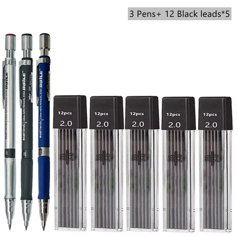Mechanical Pencil Set With 2B Lead Refills For Writing And Sketching by S And B Enterprise