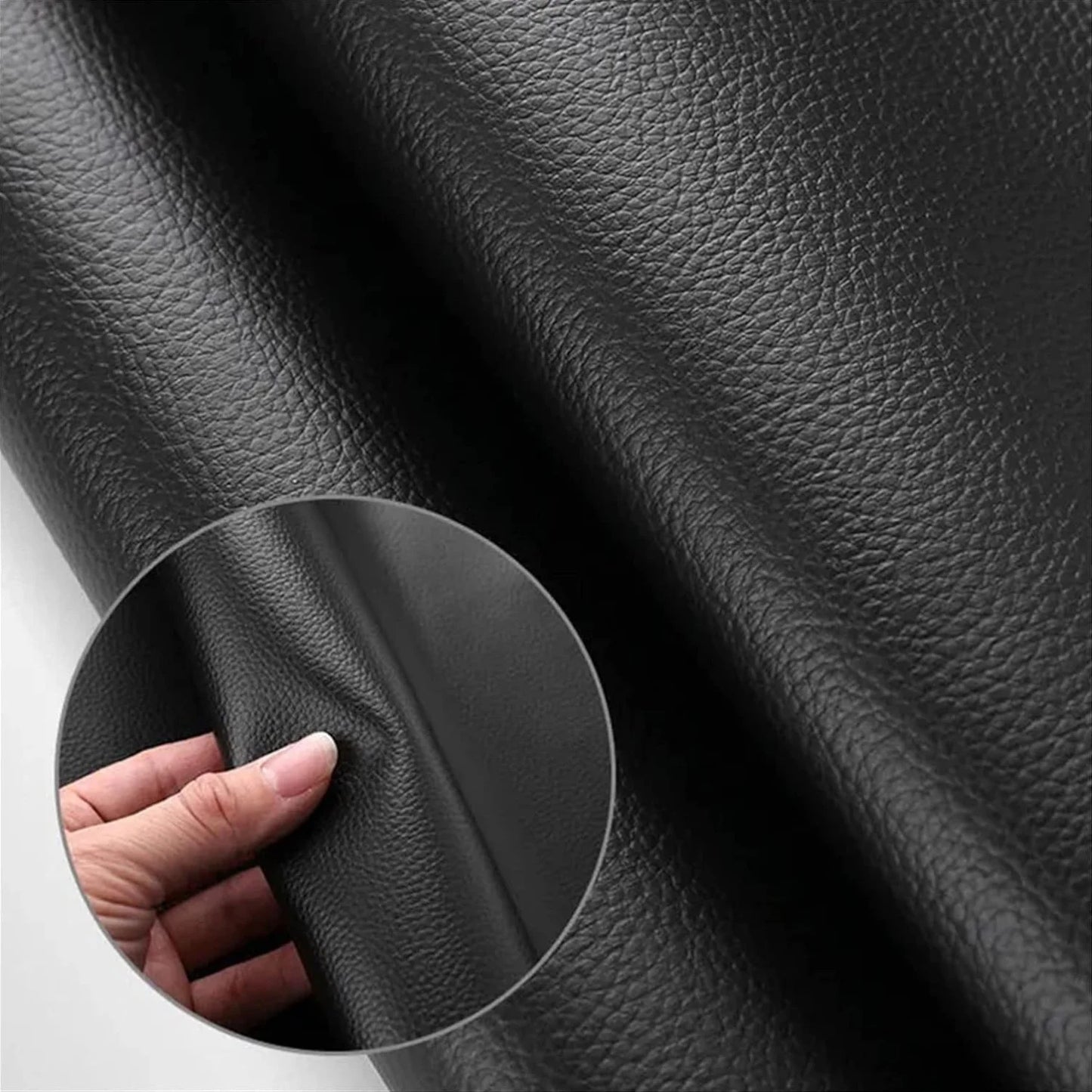 PU leather heavy-duty waterproof apron in black with textured grain close-up