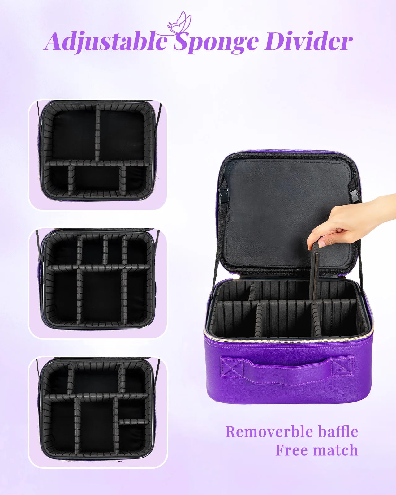 Makeup Bag With Mirror lamp,Travel Waterproof Necessary Beauty Brush Embroidery Tool Storage Cosmetic Case Portable Makeup Box by S And B Enterprise