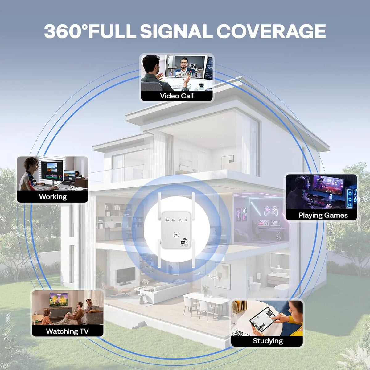 S And B Enterprise 1PC white WiFi signal booster repeater with Ethernet port, 2.4GHz 300Mbps, wall-mounted