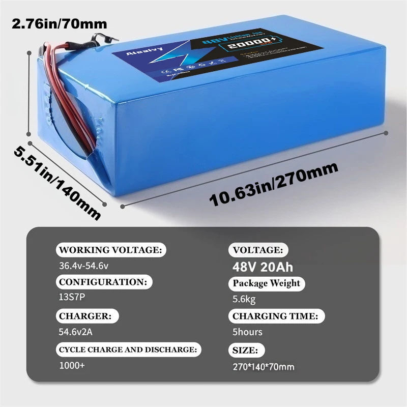 Aleaivy 48V Battery Pack For Electric Bikes Scooters