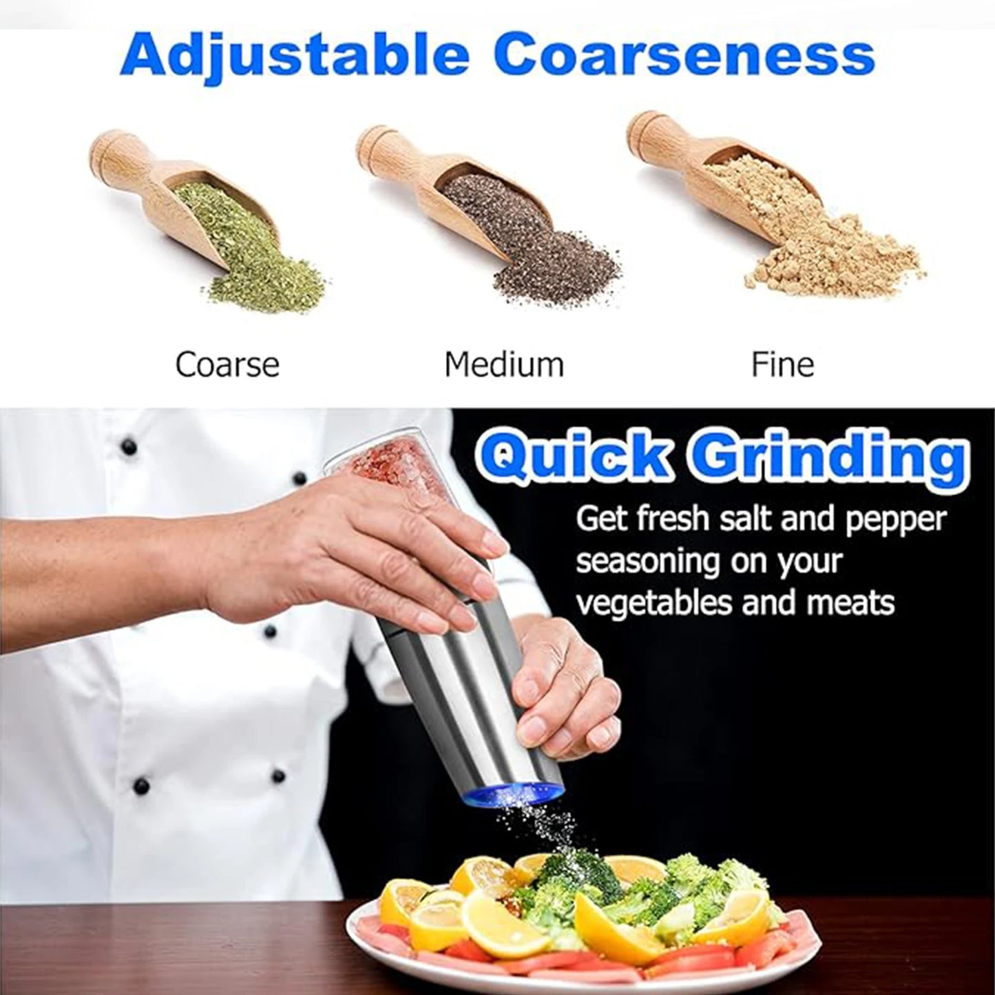 Gravity Electric Salt And Pepper Grinder Set With LED Light