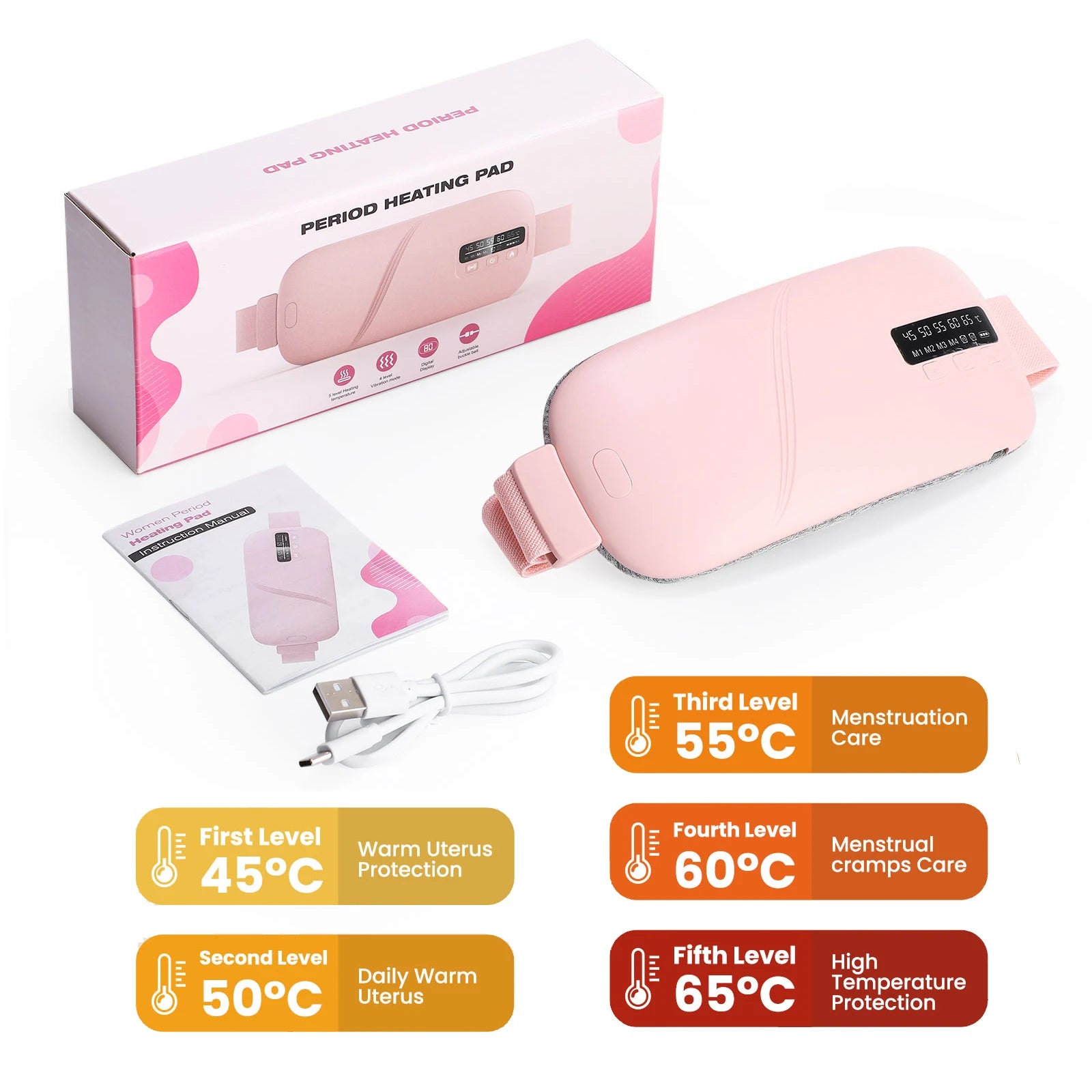 AGDOAD USB Menstrual Heating Pad With Abdominal Vibration Massager by S And B Enterprise