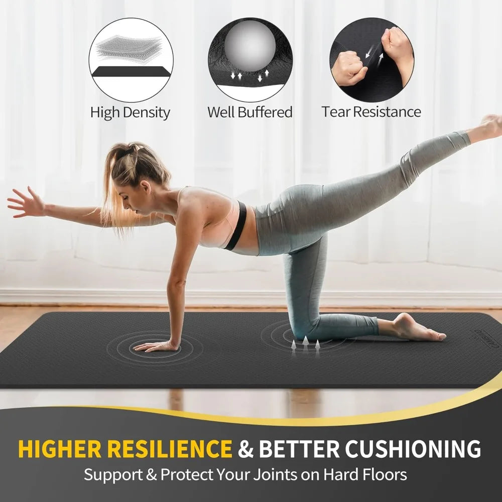 CAMBIVO extra-wide yoga mat, 84x32x1/4 in, non-slip TPE workout mat