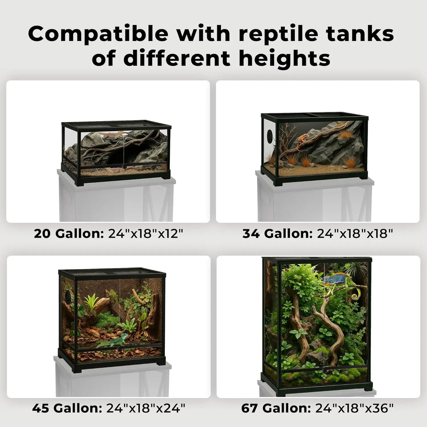 Reptile Tank Stand With Power Outlet And Storage Cabinet
