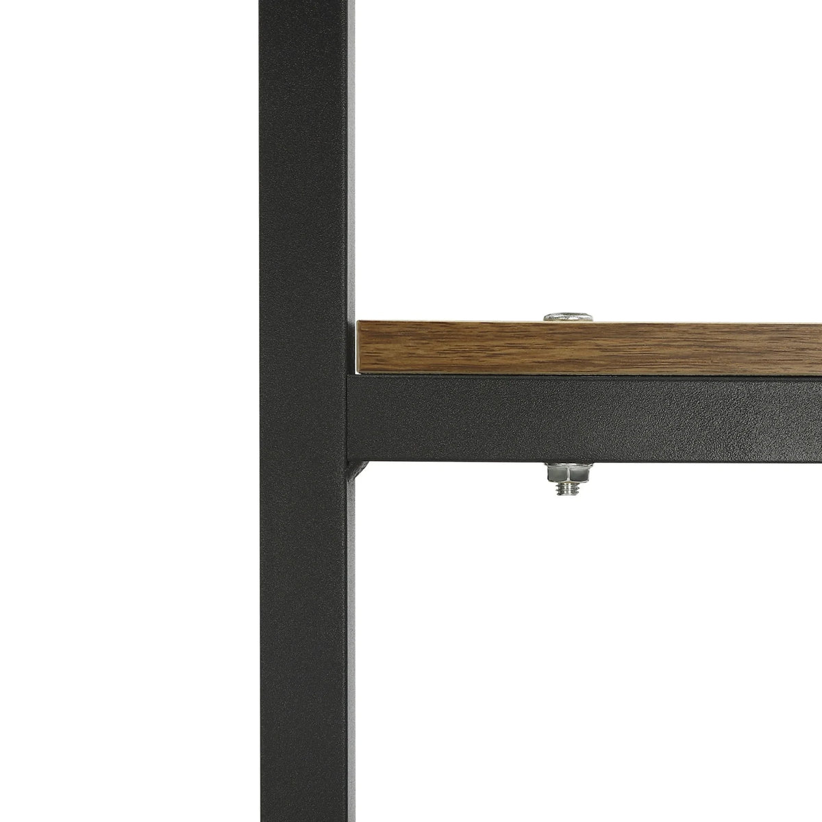 Over washing machine shelf with oak veneer MDF top and black sprayed-iron frame