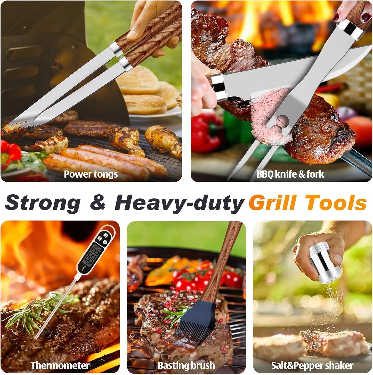 Stainless Steel 26-Piece BBQ Grill Tools Set With Aluminum Case by S And B Enterprise