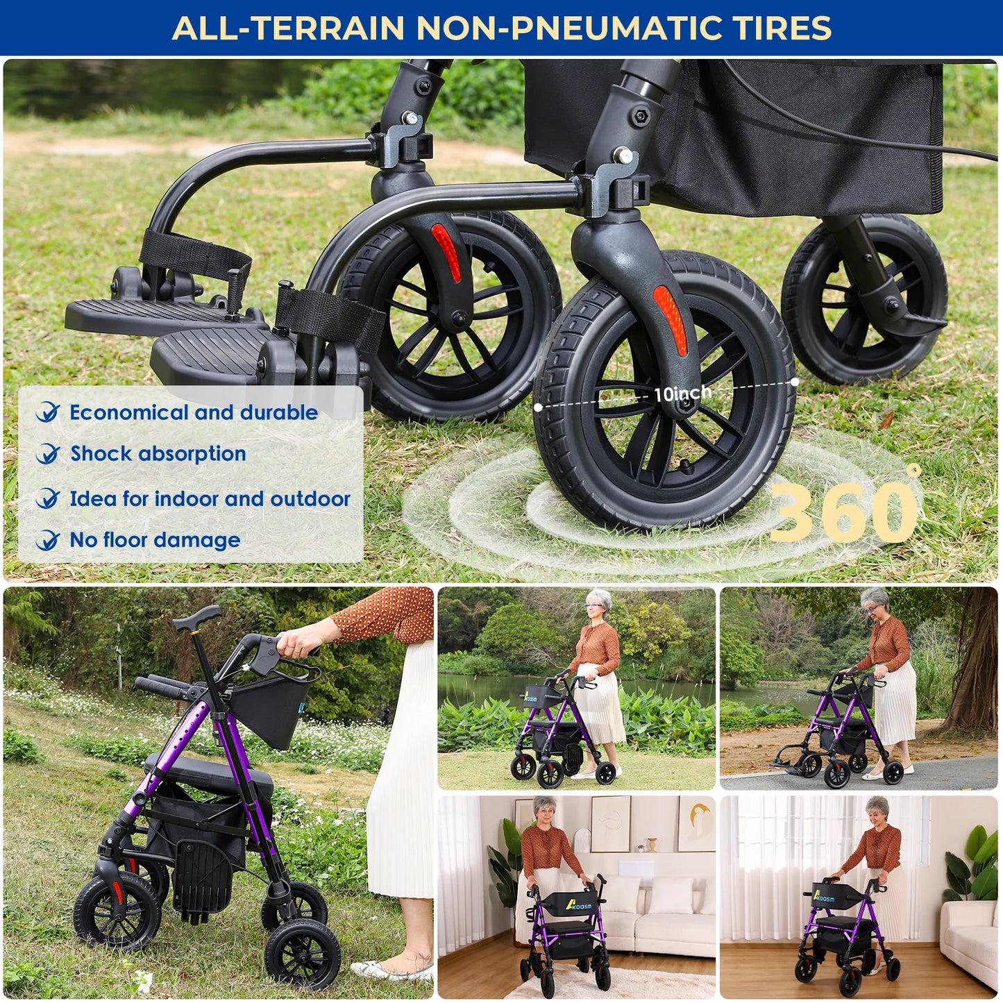 Rolling Walker Wheelchair Combo With Adjustable Seat And Handle by S And B Enterprise