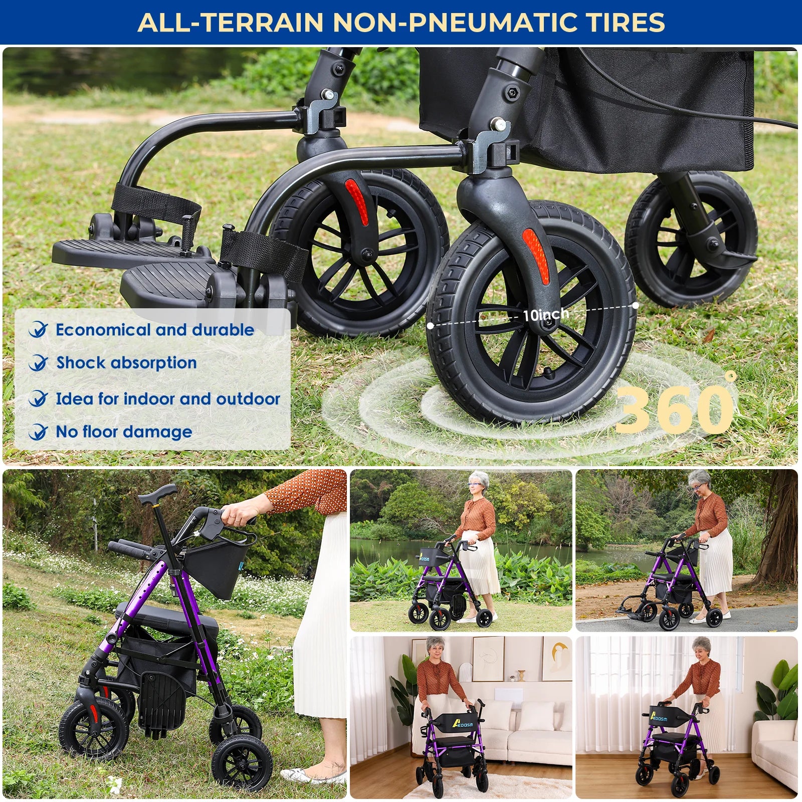 Rolling Walker Wheelchair Combo With Adjustable Seat And Handle by S And B Enterprise