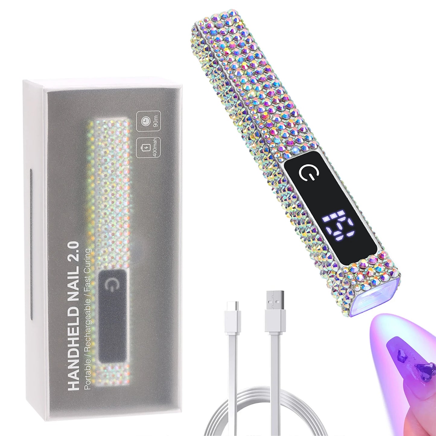 SAYSALLY Mini UV LED Nail Lamp With Diamonds Portable Dryer