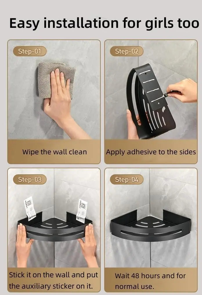 Triangle Adhesive Shower Caddy Set For Corner Showers by S And B Enterprise