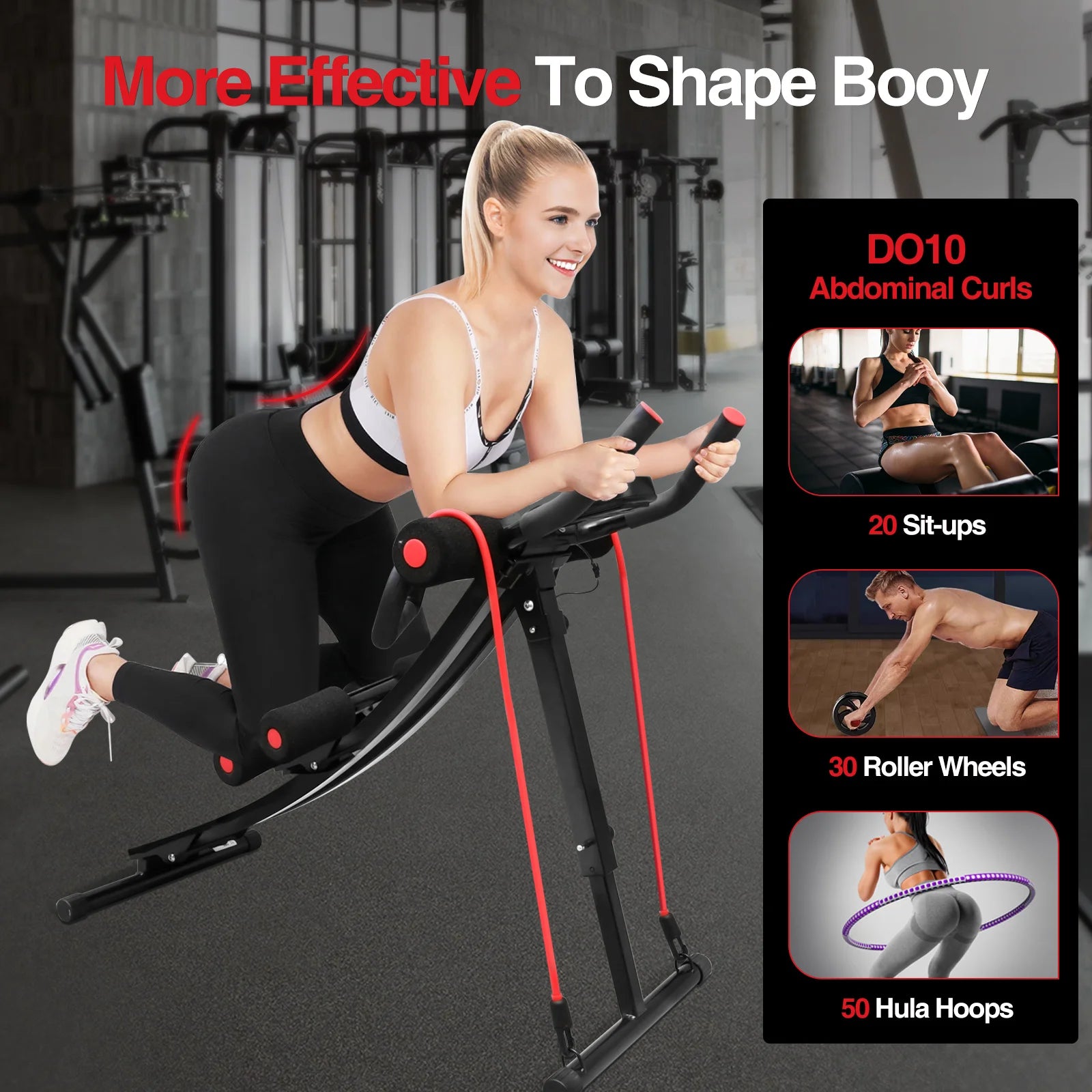 GIKPAL Foldable Ab Machine Ab Workout Equipment for Home Gym,Core & Abdominal Trainer Fitness Equipment Max 440lbs LCD Display by S And B Enterprise