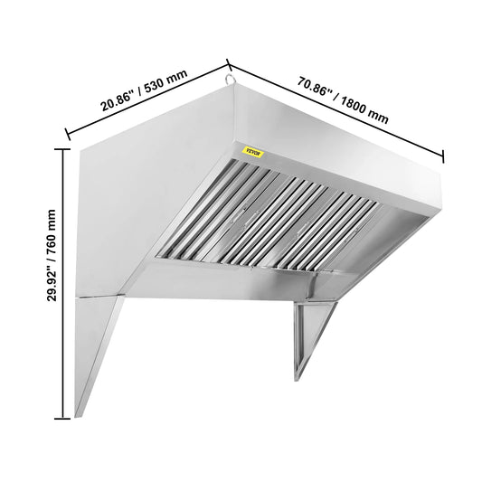 SucceBuy Commercial Stainless Steel Exhaust Hood For Kitchen
