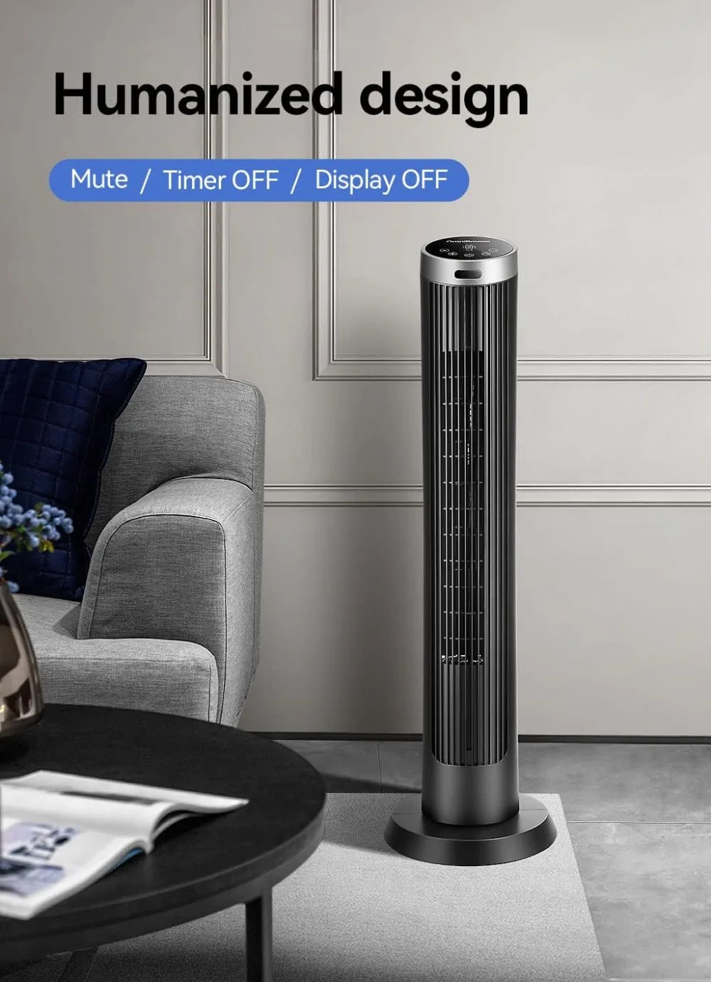 36 Inch Tower Fan with Remote, LED Display, Quiet Bladeless Floor Fan for Living Room & Bedroom by S And B Enterprise