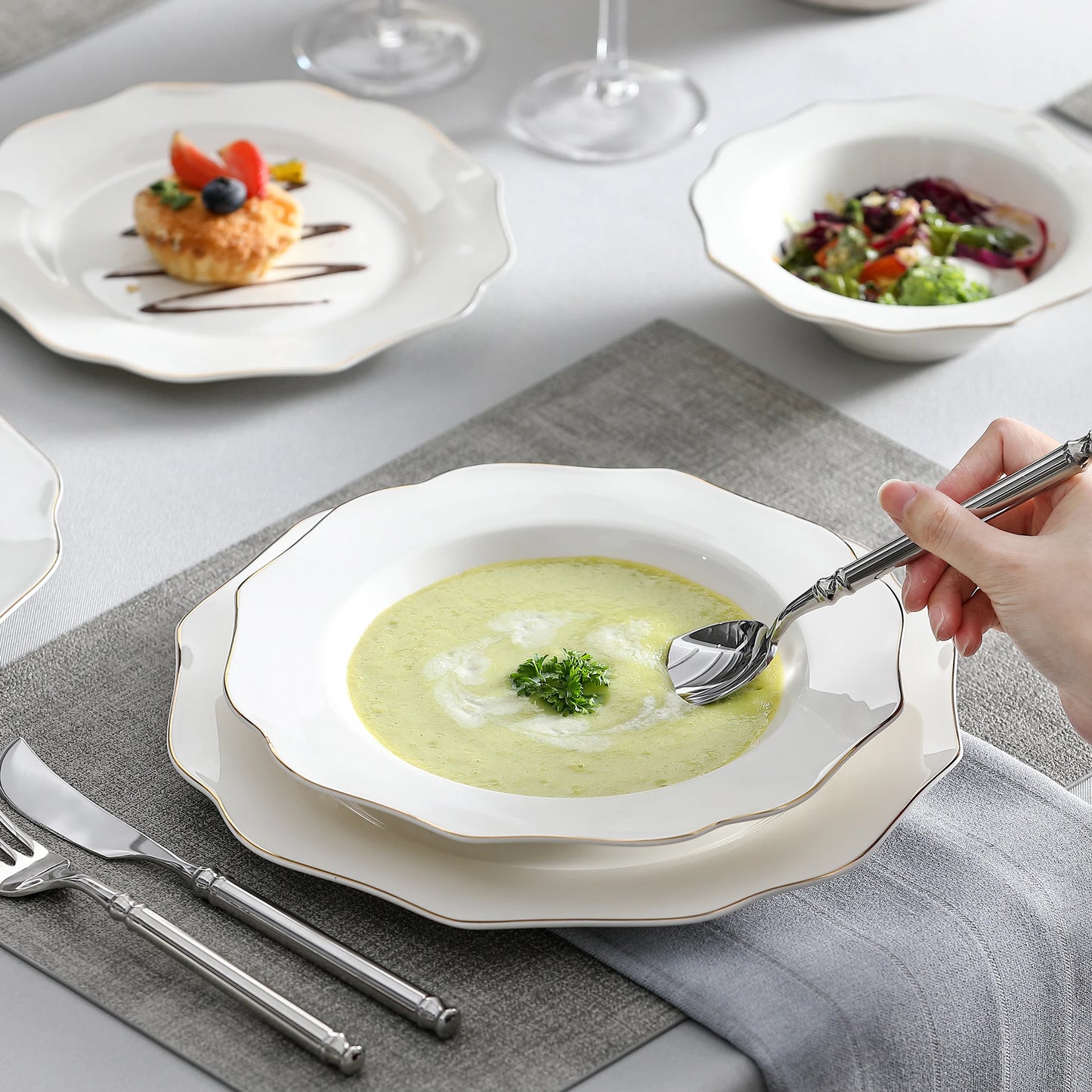 MALACASA Nordic Porcelain Tableware Set With Bowls And Plates by S And B Enterprise