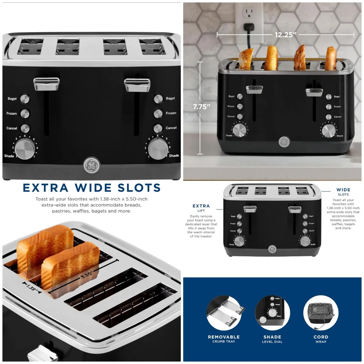 XMSJ Toaster With Extra Wide Slots For Bagels And Bread by S And B Enterprise
