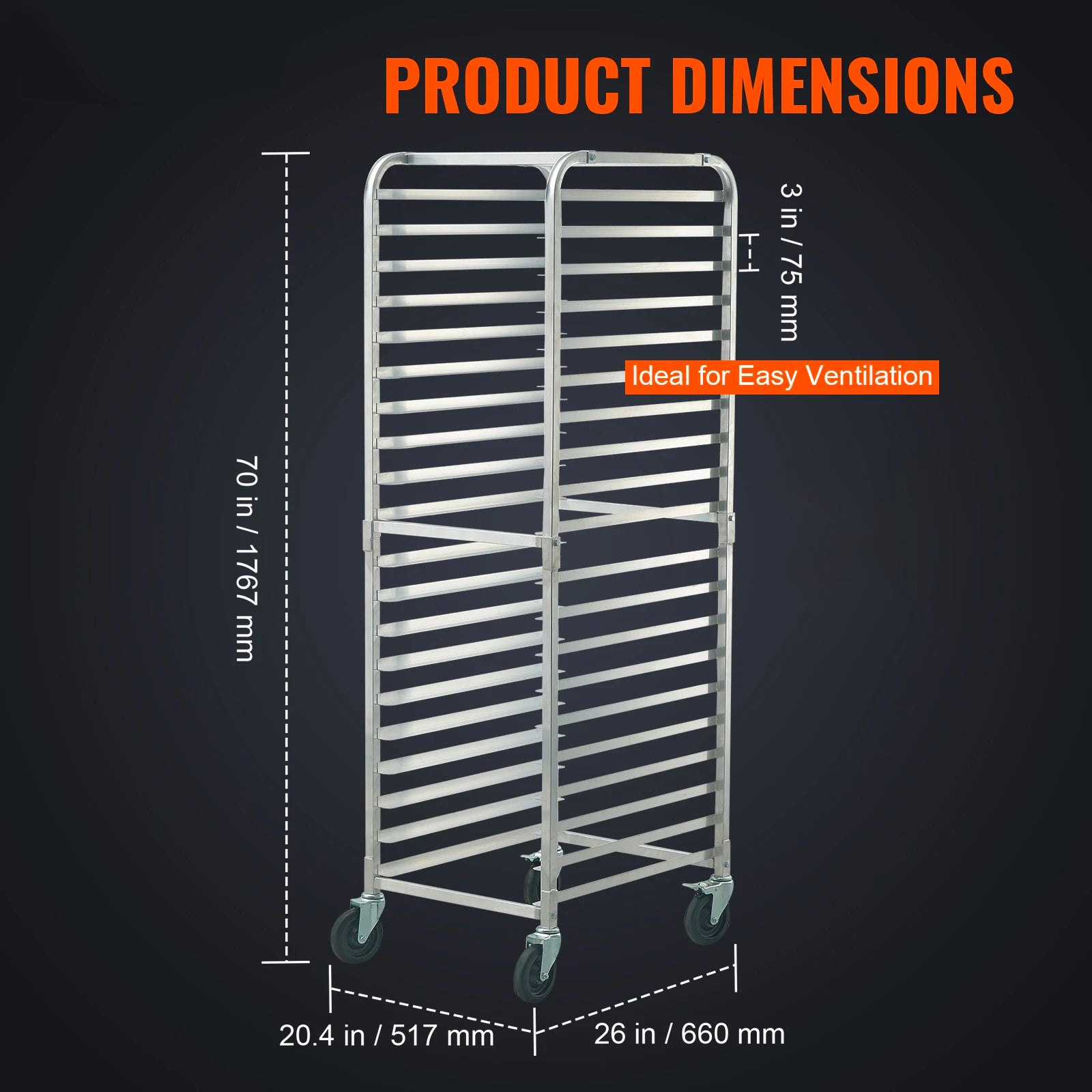 SucceBuy 10/20 Sheet Bun Pan Rack Commercial Bakery Racks with Brake Wheels Aluminum Racking Trolley Storage for Bread Baking by S And B Enterprise