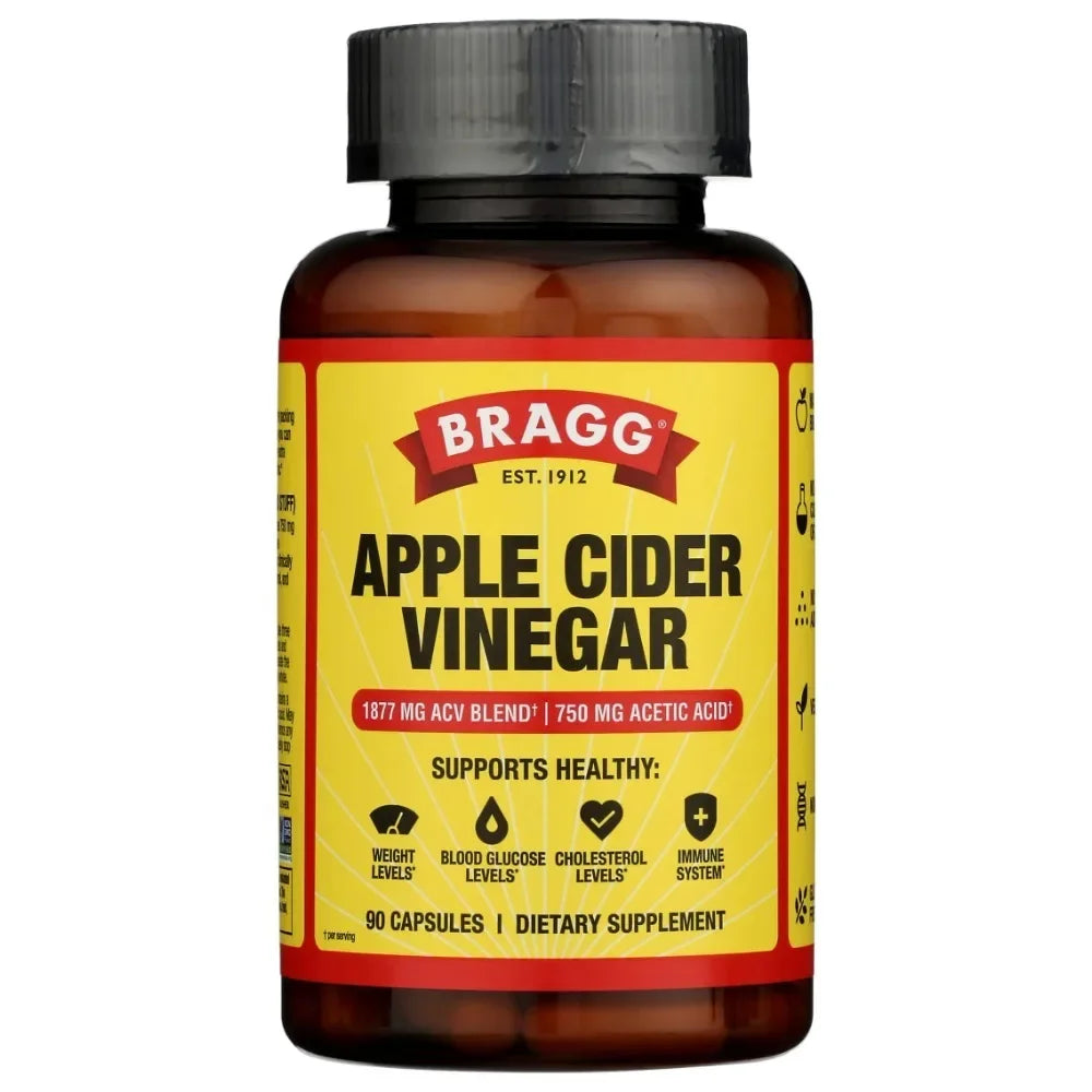 Bragg Apple Cider Vinegar capsules bottle, 90 capsules dietary supplement