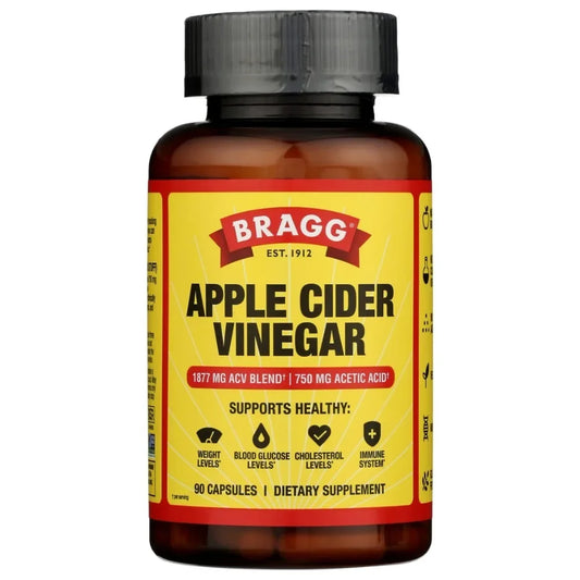 Bragg Apple Cider Vinegar capsules bottle, 90 capsules dietary supplement