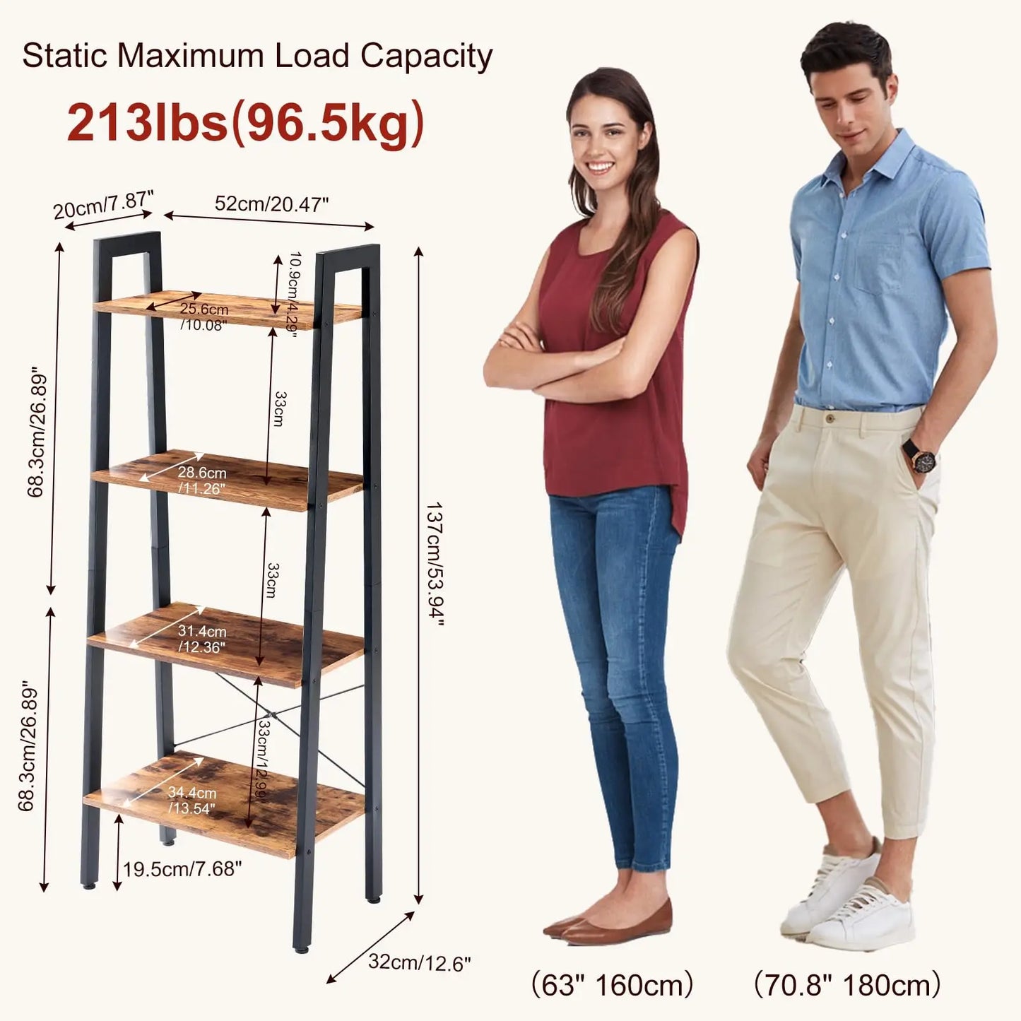 JHK 4-Tier Wooden Display Bookshelf For Living Room Organization