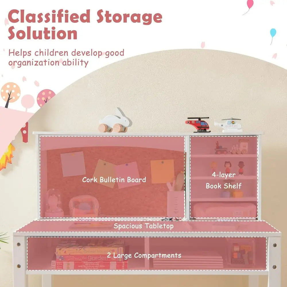 Kids Desk And Chair Set Wooden Desk With Storage Hutch by S And B Enterprise