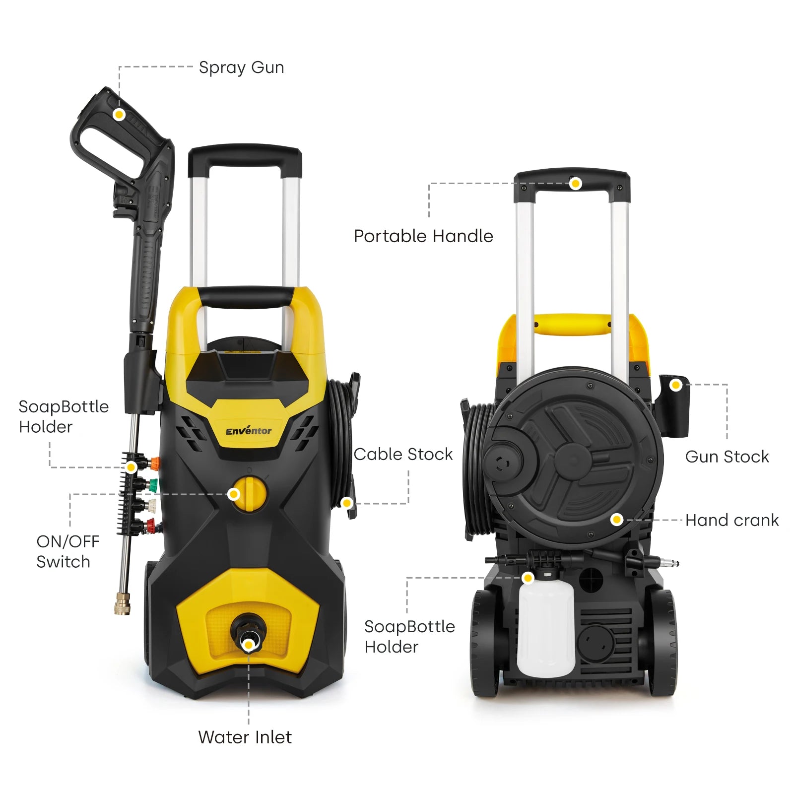 Enventor Electric Pressure Washer, 2300 PSI, Portable High Pressure Cleaner Machine, with 4 Nozzles, Foam Cannon for Cars, Homes by S And B Enterprise